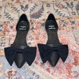 Beth Richards X Native Audrey Black Pointed Toe Bow Accent Flats Women’s Size 7